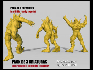 pack de 3 criaturas en archivo stl 3D Модель
