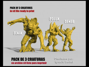 pack de 3 criaturas en archivo stl 3D Model