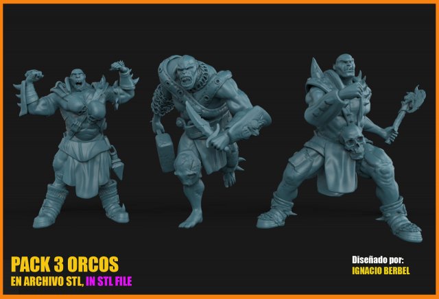 pack de 3 orcos en archivo stl 3D Print Model .c4d .max .obj .3ds .fbx .stl .blend 