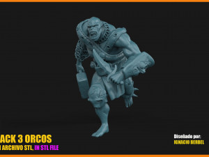 pack de 3 orcos en archivo stl 3D Print Model