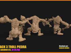 pack de 3 trolls de piedra unicos en stl Modelo de impresión 3D