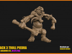 pack de 3 troll de piedra unicos en stl 3D 프린트 모델