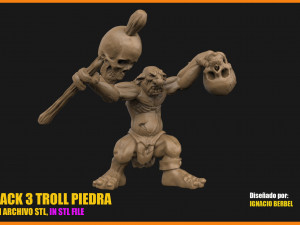 pack de 3 troll de piedra unicos en stl 3D 프린트 모델