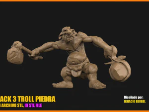 pack de 3 trolls de piedra unicos en stl Modelo de impresión 3D