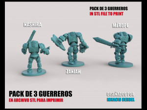 pack de 3 guerreros en stl 3Dプリントモデル