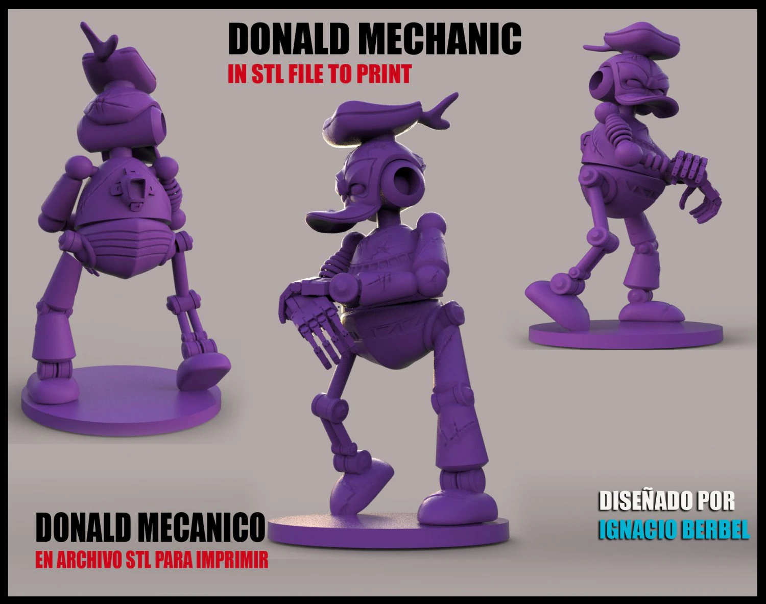 donald mecanico stl 3D Print Model .c4d .max .obj .3ds .fbx .stl .blend 