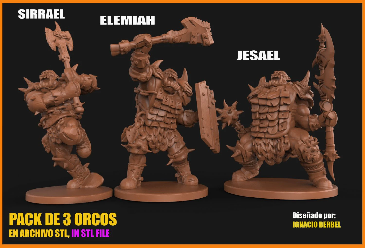 pack de 3 orcos con armadura 3D Print Model .c4d .max .obj .3ds .fbx .stl .blend 
