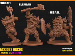 pack de 3 orcos con armadura 3D Print Model