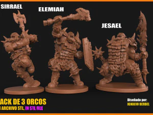pack de 3 orcos con armadura Modelo de impresión 3D