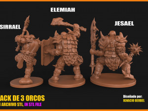 pack de 3 orcos con armadura 3D-Druckmodell