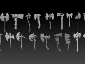 PAQUETE DE 62 PINCELES INSERTMESH DE HACHAS 3D Model