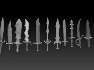 pack de 92 pinceles de espadas para zbrush 3D Model