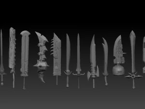 pack de 92 pinceles de espadas para zbrush Modelo 3D