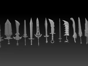 pack de 92 pinceles de espadas para zbrush Modelo 3D