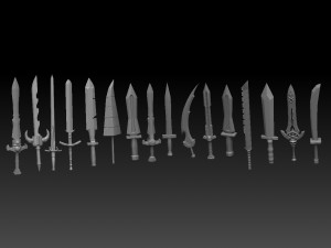 pack de 92 pinceles de espadas para zbrush 3D 模型