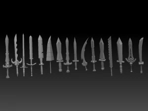 pack de 92 pinceles de espadas para zbrush Modelo 3D