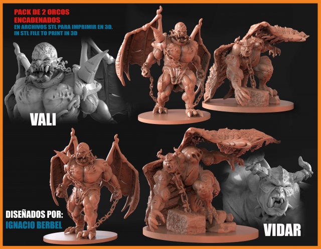 pack de 2 orcos encadenados stl 3D-printmodel .c4d .max .obj .3ds .fbx .stl .blend 