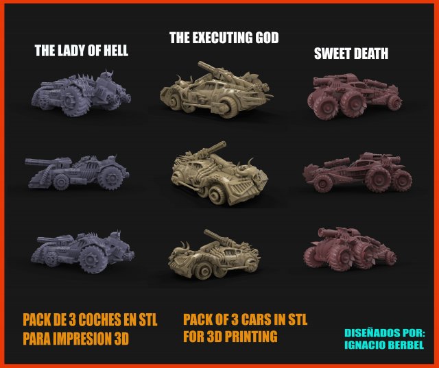 packs de 3 vehiculos destructores 3Dプリントモデル .c4d .max .obj .3ds .fbx .stl .blend 