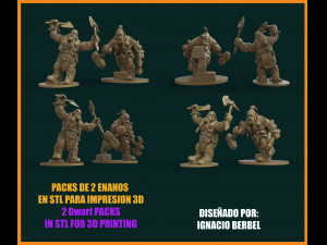 PACKS DE 2 ENANOS GUERREROS 3D Model