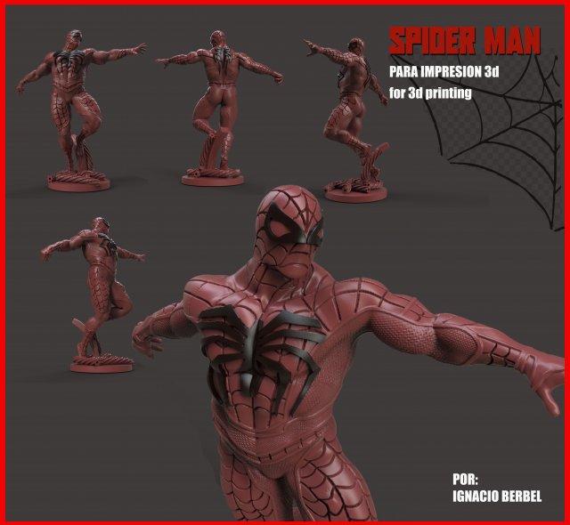spiderman 3D 프린트 모델 .c4d .max .obj .3ds .fbx .stl .blend 