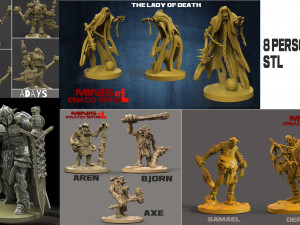 paquete de 8 personajes en stl 3D 프린트 모델