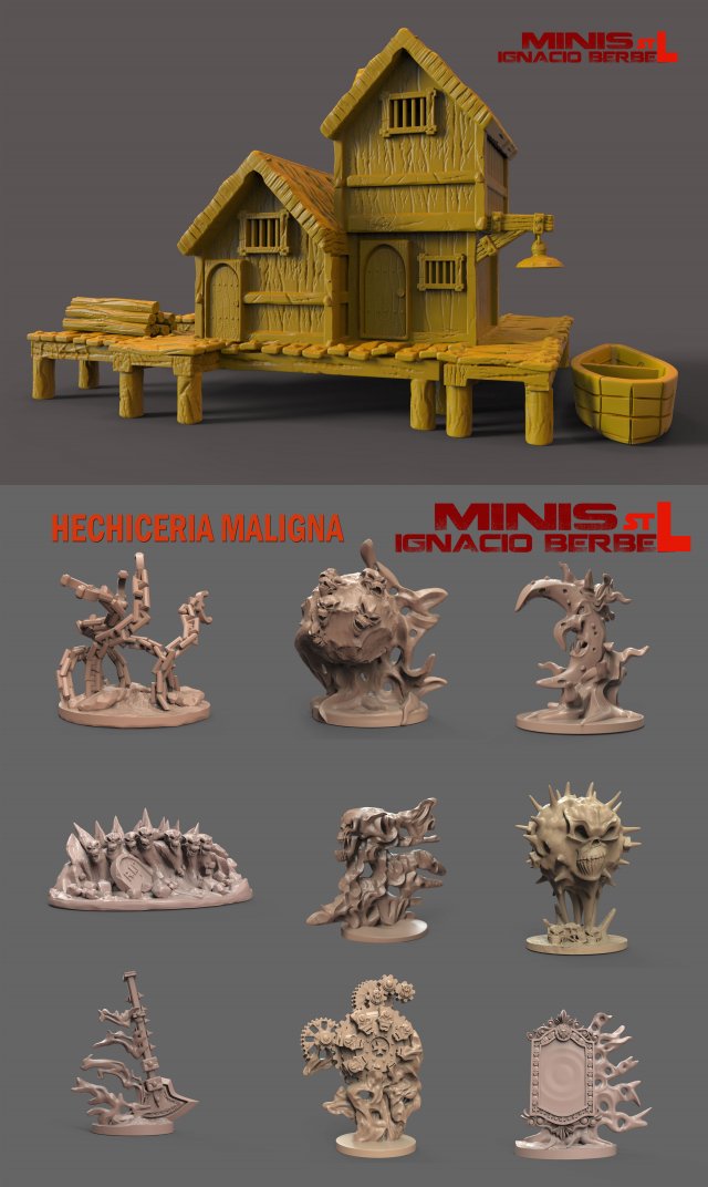 casa medieval y hechicerias para orcos 3D Baskı Modeli .c4d .max .obj .3ds .fbx .stl .blend 