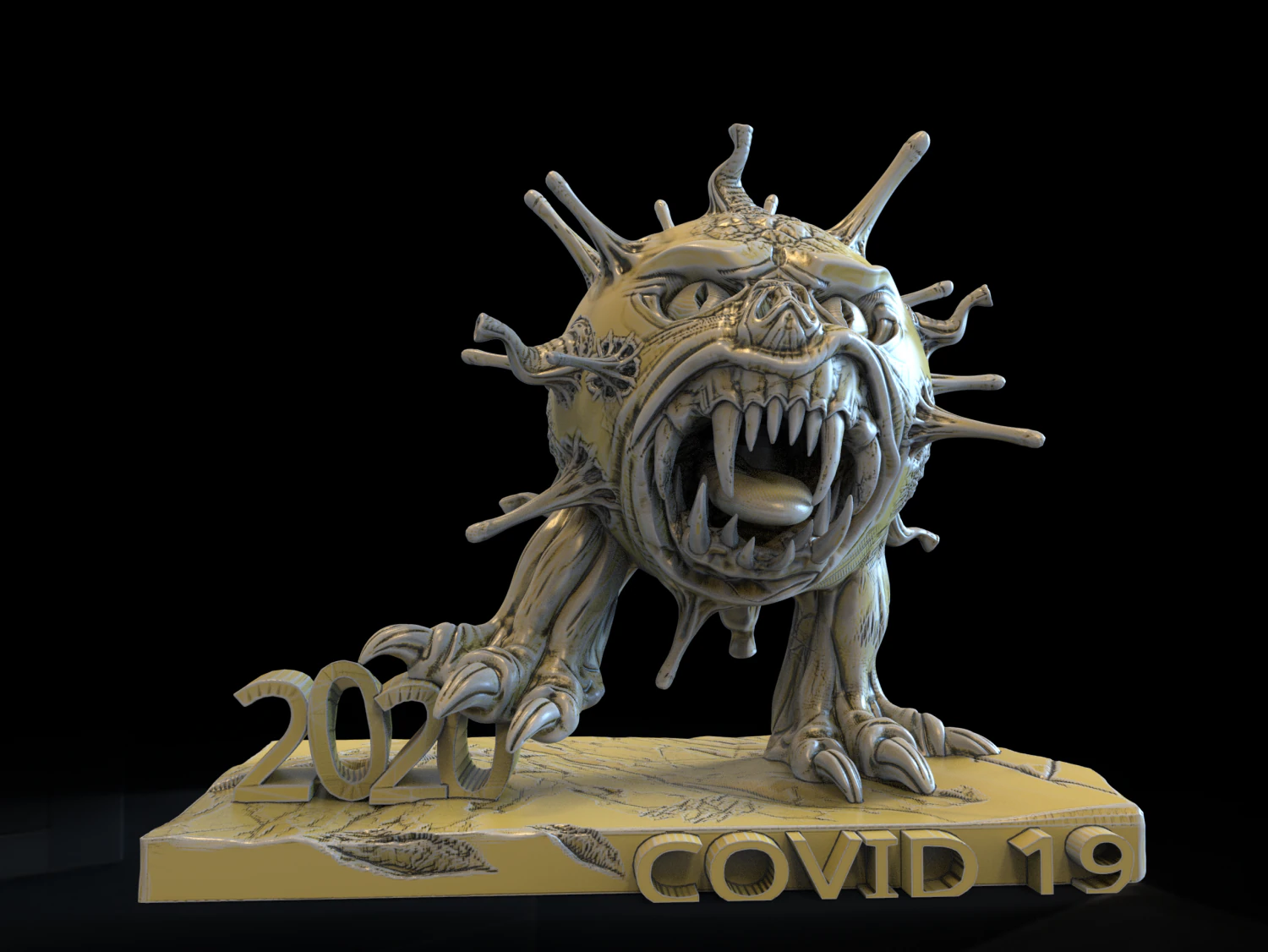 maldito covid 19 en stl 3D Print Model .c4d .max .obj .3ds .fbx .stl .blend 