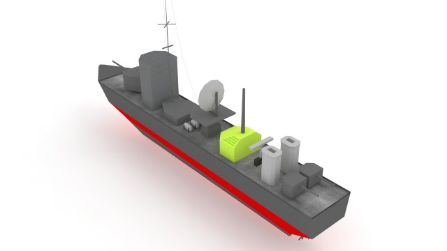 low poly navy military battleship 3D Model .c4d .max .obj .3ds .fbx .stl .blend 
