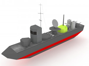 low poly navy military battleship 3D Model