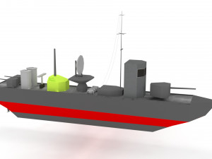 low poly navy military battleship 3D Model