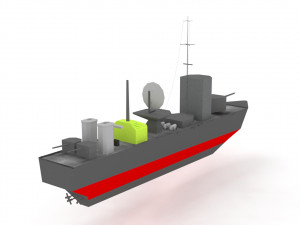 low poly navy military battleship 3D Model
