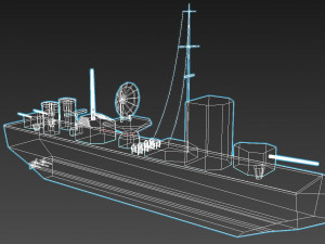 low poly navy military battleship 3D Model