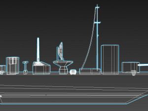 low poly navy military battleship 3D Model