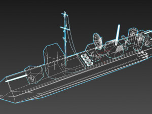 low poly navy military battleship 3D Model