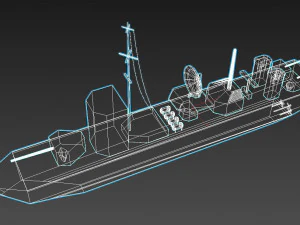 low poly navy military battleship 3D Model