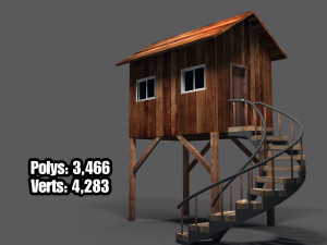 low poly resort style wooden hut house Modèle 3D