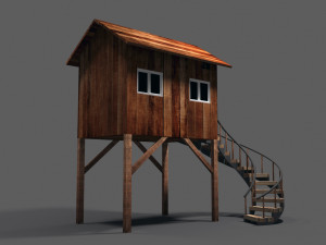 low poly resort style wooden hut house Modèle 3D