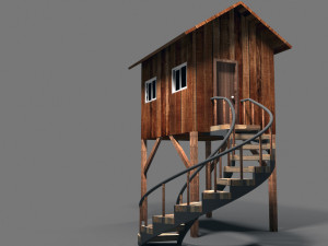 low poly resort style wooden hut house Modèle 3D