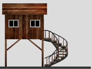 low poly resort style wooden hut house Modèle 3D