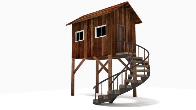 low poly resort style wooden hut house Modèle 3D .c4d .max .obj .3ds .fbx .stl .blend 