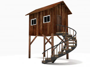 casa de cabana de madeira estilo resort low poly Modelo 3D