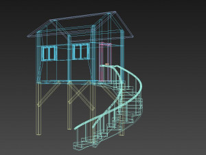 low poly resort style wooden hut house Modèle 3D
