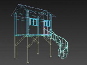 low poly resort style wooden hut house Modèle 3D