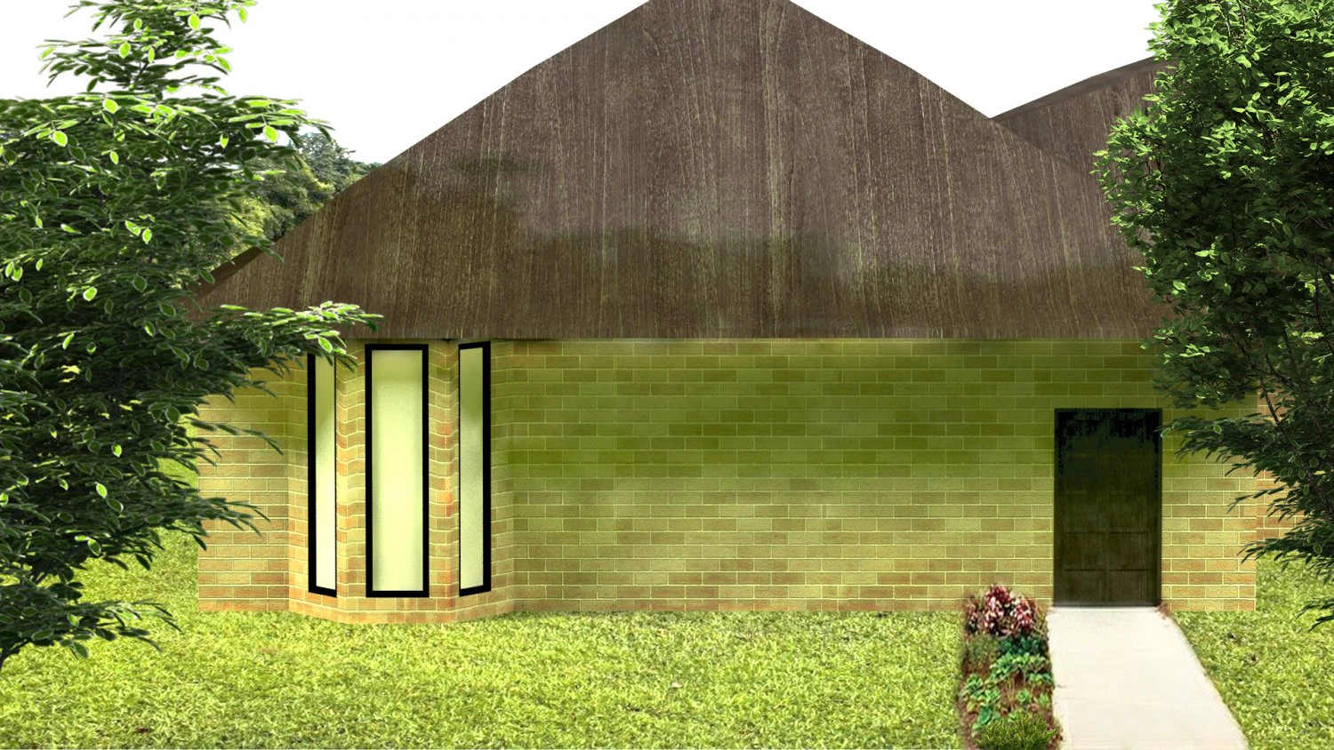 Brick house villa with interior ready 3D Model .c4d .max .obj .3ds .fbx .stl .blend 
