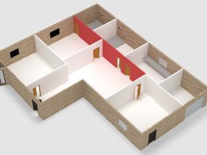 Brick house villa with interior ready 3D मॉडल