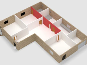 Brick house villa with interior ready 3D Model