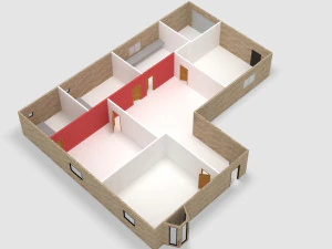 Brick house villa with interior ready 3D Model