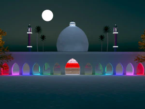 ramadan kareem mosque with interior 3D Model
