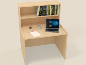 leestafel met boek laptop koffiemok schrijfblok in open positie 3D Model