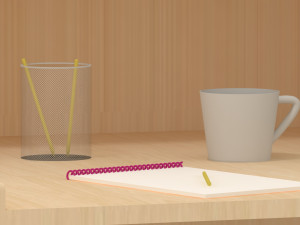 reading table with book laptop coffee mug writing pad in open position 3D Model